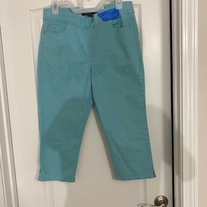 Gloria Vanderbilt Jordyn Crop Pants Women's Size 10  Teal